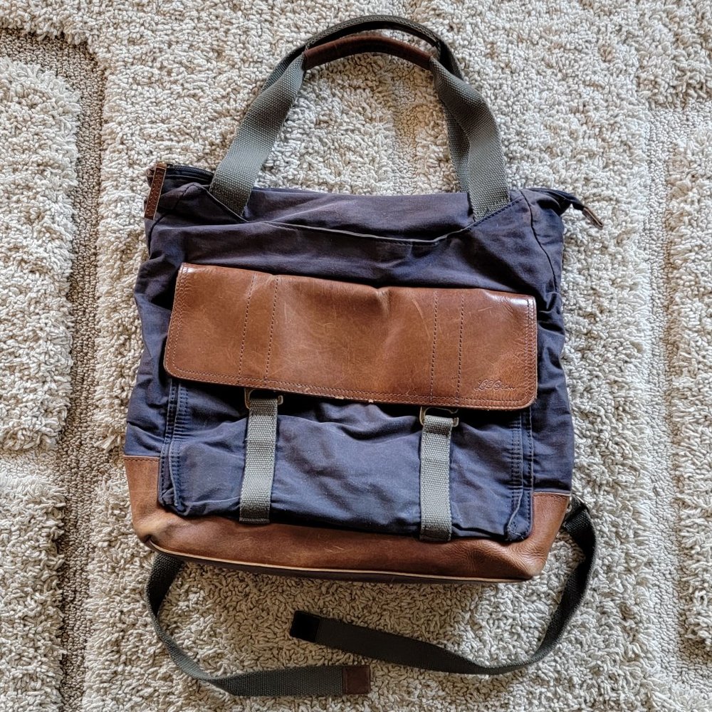 L.L. Bean Waxed Canvas Leather Backpack